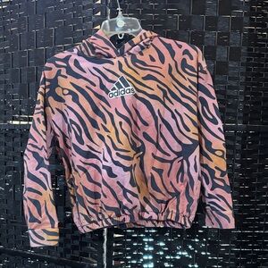 Adidas Vibrant Pink and Orange Patterned Hoodie